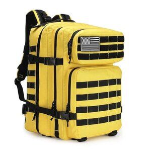 45L Tactical Backpack Yellow Black Waterproof Multi Compartment Hiking Camping